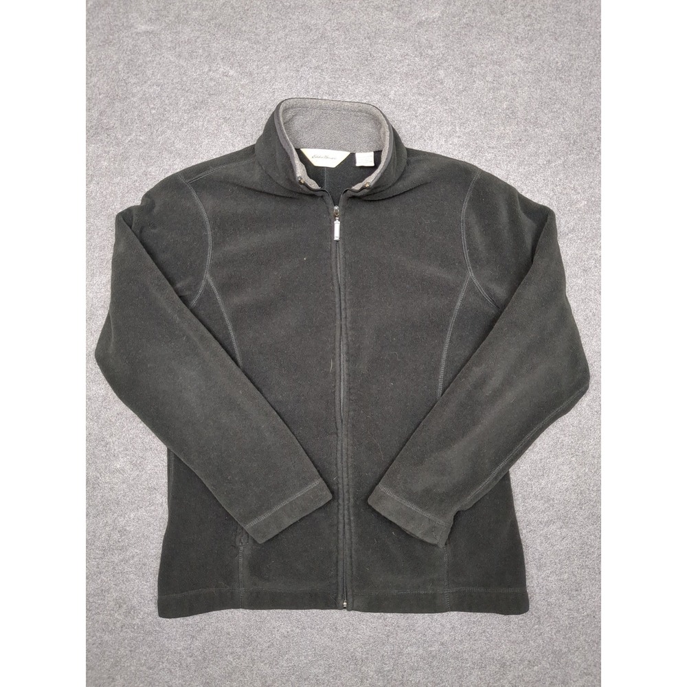 Eddie Bauer Fleece Jacket Women's Full Zip Up Gray Black Medium‎ M - Picture 2 of 9